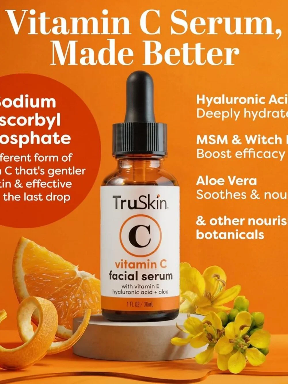TruSkin Brightening Vitamin C Serum for Face with Hyaluronic Acid, 1 fl oz